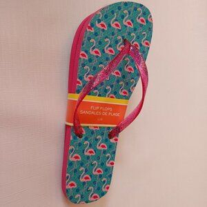 CUTE Pink Flamingo Flip Flops Size Large